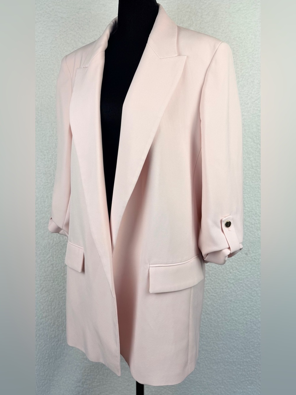 ZARA • Blush/Baby Pink Open-Front Blazer, L - Picture 8 of 16
